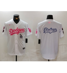 Men Los Angeles Dodgers Team Big Logo White Pink Vin 26 Kobe Patch Stitched Baseball Jersey 0 Men Los Angeles Dodgers Team Big Logo White Pink Vin 26 Kobe Patch Stitched Baseball Jersey 0