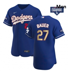 Men Los Angeles Dodgers Trevor Bauer 27 Gold Program Designed Edition Blue Flex Base Stitched Jersey Men Los Angeles Dodgers Trevor Bauer 27 Gold Program Designed Edition Blue Flex Base Stitched Jersey