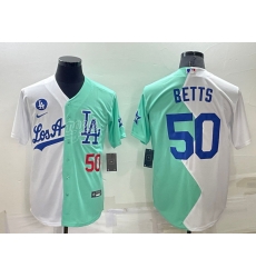 Men Nike Los Angeles Dodgers 50 Mookie Betts 2022 All Star White Green Cool Base Stitched Baseball Jerseys Men Nike Los Angeles Dodgers 50 Mookie Betts 2022 All Star White Green Cool Base Stitched Baseball Jerseys