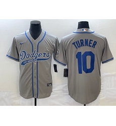 Men's Los Angeles Dodgers #10 Justin Turner Grey With Patch Cool Base Stitched Baseball Jersey1 Men's Los Angeles Dodgers #10 Justin Turner Grey With Patch Cool Base Stitched Baseball Jersey1