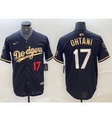 Mens Los Angeles Dodgers 17 Shohei Ohtani Number Black Gold Stitched Cool Base Nike Jersey Mens Los Angeles Dodgers 17 Shohei Ohtani Number Black Gold Stitched Cool Base Nike Jersey
