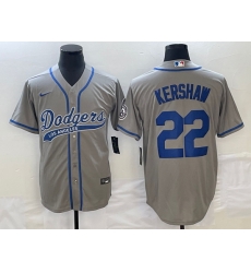 Men's Los Angeles Dodgers #22 Clayton Kershaw Grey Cool Base Stitched Baseball Jersey Men's Los Angeles Dodgers #22 Clayton Kershaw Grey Cool Base Stitched Baseball Jersey