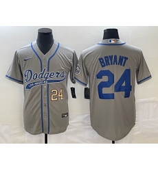 Men's Los Angeles Dodgers #24 Kobe Bryant Number Grey With Patch Cool Base Stitched Baseball Jersey Men's Los Angeles Dodgers #24 Kobe Bryant Number Grey With Patch Cool Base Stitched Baseball Jersey