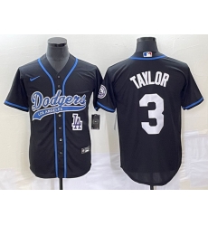 Men's Los Angeles Dodgers #3 Chris Taylor Black With Patch Cool Base Stitched Baseball Jersey Men's Los Angeles Dodgers #3 Chris Taylor Black With Patch Cool Base Stitched Baseball Jersey