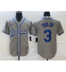 Men's Los Angeles Dodgers #3 Chris Taylor Grey With Patch Cool Base Stitched Baseball Jersey1 Men's Los Angeles Dodgers #3 Chris Taylor Grey With Patch Cool Base Stitched Baseball Jersey1