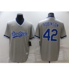 Men's Los Angeles Dodgers #42 Jackie Robinson Grey Cooperstown Collection Stitched MLB Throwback Nike Jersey Men's Los Angeles Dodgers #42 Jackie Robinson Grey Cooperstown Collection Stitched MLB Throwback Nike Jersey
