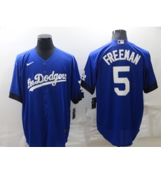 Men's Los Angeles Dodgers #5 Freddie Freeman Blue 2022 City Connect Cool Base Stitched Jersey Men's Los Angeles Dodgers #5 Freddie Freeman Blue 2022 City Connect Cool Base Stitched Jersey