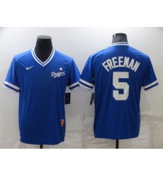 Men's Los Angeles Dodgers #5 Freddie Freeman Blue Nike Cooperstown Collection Legend V Neck Jersey Men's Los Angeles Dodgers #5 Freddie Freeman Blue Nike Cooperstown Collection Legend V Neck Jersey