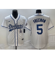 Men's Los Angeles Dodgers #5 Freddie Freeman White Cool Base Stitched Baseball Jersey Men's Los Angeles Dodgers #5 Freddie Freeman White Cool Base Stitched Baseball Jersey