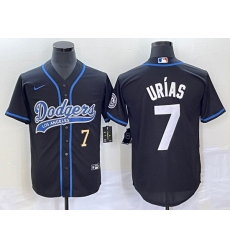 Men's Los Angeles Dodgers #7 Julio Urias Number Black With Patch Cool Base Stitched Baseball Jersey Men's Los Angeles Dodgers #7 Julio Urias Number Black With Patch Cool Base Stitched Baseball Jersey