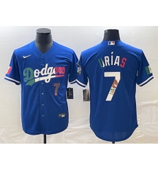 Men's Los Angeles Dodgers #7 Julio Urias Number Blue Cool Base Stitched Jersey1 Men's Los Angeles Dodgers #7 Julio Urias Number Blue Cool Base Stitched Jersey1