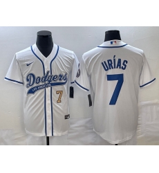 Men's Los Angeles Dodgers #7 Julio Urias Number White With Patch Cool Base Stitched Baseball Jersey Men's Los Angeles Dodgers #7 Julio Urias Number White With Patch Cool Base Stitched Baseball Jersey