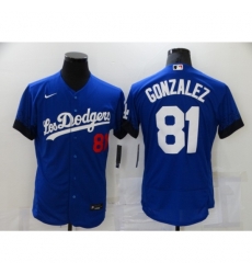 Men's Los Angeles Dodgers #81 Victor Gonzalez Blue Elite City Player Jersey Men's Los Angeles Dodgers #81 Victor Gonzalez Blue Elite City Player Jersey