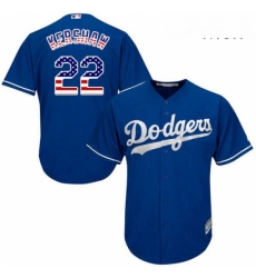 Mens Majestic Los Angeles Dodgers 22 Clayton Kershaw Replica Royal Blue USA Flag Fashion Cool Base MLB Jersey Mens Majestic Los Angeles Dodgers 22 Clayton Kershaw Replica Royal Blue USA Flag Fashion Cool Base MLB Jersey