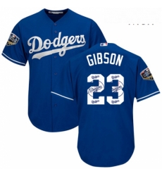 Mens Majestic Los Angeles Dodgers 23 Kirk Gibson Authentic Royal Blue Team Logo Fashion Cool Base 2018 World Series MLB Jersey Mens Majestic Los Angeles Dodgers 23 Kirk Gibson Authentic Royal Blue Team Logo Fashion Cool Base 2018 World Series MLB Jersey