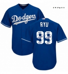 Mens Majestic Los Angeles Dodgers 99 Hyun Jin Ryu Authentic Royal Blue Team Logo Fashion Cool Base MLB Jersey Mens Majestic Los Angeles Dodgers 99 Hyun Jin Ryu Authentic Royal Blue Team Logo Fashion Cool Base MLB Jersey