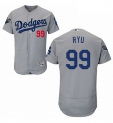 Mens Majestic Los Angeles Dodgers 99 Hyun Jin Ryu Gray Alternate Flex Base Authentic Collection 2018 World Series Jersey Mens Majestic Los Angeles Dodgers 99 Hyun Jin Ryu Gray Alternate Flex Base Authentic Collection 2018 World Series Jersey