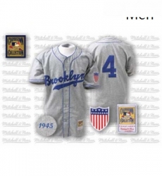 Mens Mitchell and Ness 1945 Los Angeles Dodgers 4 Babe Herman Authentic Grey Throwback MLB Jersey Mens Mitchell and Ness 1945 Los Angeles Dodgers 4 Babe Herman Authentic Grey Throwback MLB Jersey
