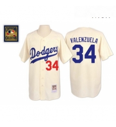 Mens Mitchell and Ness Los Angeles Dodgers 34 Fernando Valenzuela Replica Cream Throwback MLB Jersey Mens Mitchell and Ness Los Angeles Dodgers 34 Fernando Valenzuela Replica Cream Throwback MLB Jersey