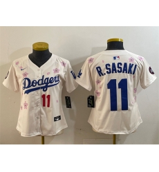 Women Los Angeles Dodgers 11 Roki Sasaki Cream 2025 Tokyo Series Limited Stitched Baseball Jersey Women Los Angeles Dodgers 11 Roki Sasaki Cream 2025 Tokyo Series Limited Stitched Baseball Jersey