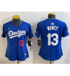Women Los Angeles Dodgers 13 Max Muncy Royal 2024 World Series With Fernando Memorial Patch Alternate Limited Stitched Baseball Jersey Women Los Angeles Dodgers 13 Max Muncy Royal 2024 World Series With Fernando Memorial Patch Alternate Limited Stitched Baseball Jersey