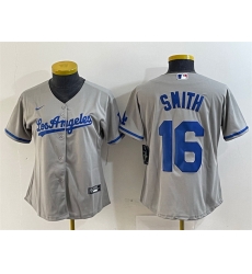 Women Los Angeles Dodgers 16 Will Smith Grey Stitched Jersey Women Los Angeles Dodgers 16 Will Smith Grey Stitched Jersey
