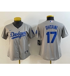 Women Los Angeles Dodgers 17 Shohei Ohtani Grey Stitched Jersey 28Run Small 29 Women Los Angeles Dodgers 17 Shohei Ohtani Grey Stitched Jersey 28Run Small 29