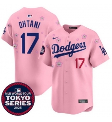 Women Los Angeles Dodgers 17 Shohei Ohtani Pink 2025 Tokyo Series Limited Stitched Baseball Jersey Women Los Angeles Dodgers 17 Shohei Ohtani Pink 2025 Tokyo Series Limited Stitched Baseball Jersey