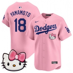Women Los Angeles Dodgers 18 Yoshinobu Yamamoto Pink 2025 Hello Kitty Vapor Limited Stitched Baseball Jersey 