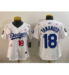 Women Los Angeles Dodgers 18 Yoshinobu Yamamoto White 2025 Tokyo Series Limited Stitched Baseball Jersey