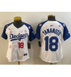 Women Los Angeles Dodgers 18 Yoshinobu Yamamoto White Royal 2025 Tokyo Series Limited Stitched Baseball Jersey Women Los Angeles Dodgers 18 Yoshinobu Yamamoto White Royal 2025 Tokyo Series Limited Stitched Baseball Jersey