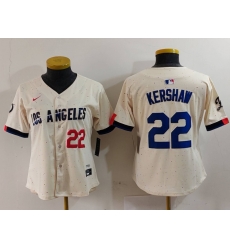 Women Los Angeles Dodgers 22 Clayton Kershaw Cream Stitched Jersey 4 Women Los Angeles Dodgers 22 Clayton Kershaw Cream Stitched Jersey 4