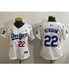 Women Los Angeles Dodgers 22 Clayton Kershaw White 2025 Tokyo Series Limited Stitched Baseball Jersey