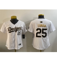 Women Los Angeles Dodgers 25 Tommy Edman White Gold Home Limited Stitched Baseball Jersey 28Run Small 29 Women Los Angeles Dodgers 25 Tommy Edman White Gold Home Limited Stitched Baseball Jersey 28Run Small 29