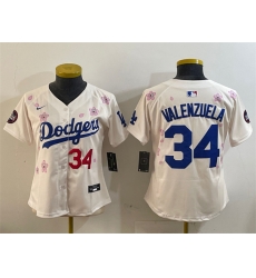Women Los Angeles Dodgers 34 Fernando Valenzuela Cream 2025 Tokyo Series Limited Stitched Baseball Jersey Women Los Angeles Dodgers 34 Fernando Valenzuela Cream 2025 Tokyo Series Limited Stitched Baseball Jersey