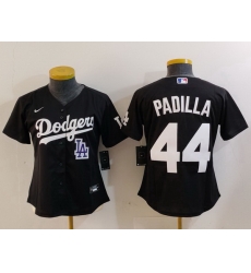 Women Los Angeles Dodgers 44 Vicente Padilla Black Stitched Jersey 1 Women Los Angeles Dodgers 44 Vicente Padilla Black Stitched Jersey 1