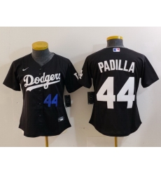 Women Los Angeles Dodgers 44 Vicente Padilla Black Stitched Jersey 5 Women Los Angeles Dodgers 44 Vicente Padilla Black Stitched Jersey 5