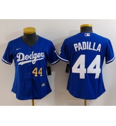 Women Los Angeles Dodgers 44 Vicente Padilla Blue Stitched Jersey 2 Women Los Angeles Dodgers 44 Vicente Padilla Blue Stitched Jersey 2