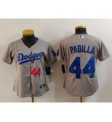 Women Los Angeles Dodgers 44 Vicente Padilla Grey Stitched Jersey 4 Women Los Angeles Dodgers 44 Vicente Padilla Grey Stitched Jersey 4