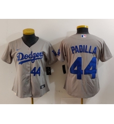 Women Los Angeles Dodgers 44 Vicente Padilla Grey Stitched Jersey 6 Women Los Angeles Dodgers 44 Vicente Padilla Grey Stitched Jersey 6