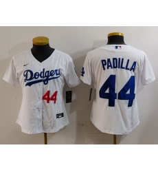 Women Los Angeles Dodgers 44 Vicente Padilla White Stitched Jersey 2 Women Los Angeles Dodgers 44 Vicente Padilla White Stitched Jersey 2