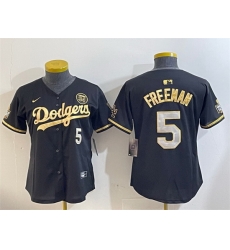 Women Los Angeles Dodgers 5 Freddie Freeman Black 1 Gold 2024 World Series With Fernando Memorial Patch Limited Stitched Baseball Jersey Women Los Angeles Dodgers 5 Freddie Freeman Black 1 Gold 2024 World Series With Fernando Memorial Patch Limited Stitched Baseball Jersey
