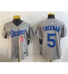 Women Los Angeles Dodgers 5 Freddie Freeman Grey 2024 World Series With Fernando Memorial Patch Limited Stitched Baseball Jersey 28Run Small 29 Women Los Angeles Dodgers 5 Freddie Freeman Grey 2024 World Series With Fernando Memorial Patch Limited Stitched Baseball Jersey 28Run Small 29