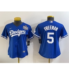 Women Los Angeles Dodgers 5 Freddie Freeman Royal 2024 World Series Cool Base Stitched Baseball Jersey Women Los Angeles Dodgers 5 Freddie Freeman Royal 2024 World Series Cool Base Stitched Baseball Jersey