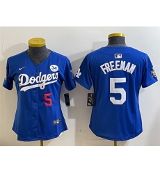 Women Los Angeles Dodgers 5 Freddie Freeman Royal 2024 World Series With No 34 Patch Alternate Limited Stitched Baseball Jersey Women Los Angeles Dodgers 5 Freddie Freeman Royal 2024 World Series With No 34 Patch Alternate Limited Stitched Baseball Jersey