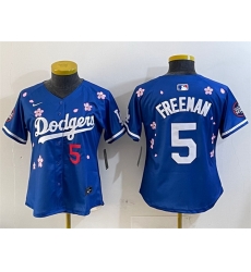 Women Los Angeles Dodgers 5 Freddie Freeman Royal 2025 Tokyo Series Limited Stitched Baseball Jersey