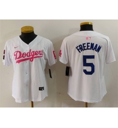 Women Los Angeles Dodgers 5 Freddie Freeman White Pink Vin 26 Kobe Patch Stitched Baseball Jersey Women Los Angeles Dodgers 5 Freddie Freeman White Pink Vin 26 Kobe Patch Stitched Baseball Jersey