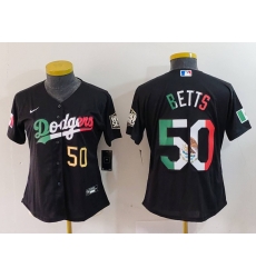 Women Los Angeles Dodgers 50 Mookie Betts Black Mexico Stitched Jersey 4 Women Los Angeles Dodgers 50 Mookie Betts Black Mexico Stitched Jersey 4