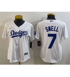 Women Los Angeles Dodgers 7 Blake Snell White Cool Base Stitched Baseball Jersey