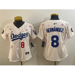 Women Los Angeles Dodgers 8 Enrique Hernandez Cream 2025 Tokyo Series Limited Stitched Baseball Jersey